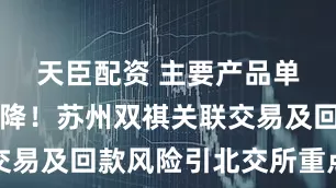 天臣配资 主要产品单价逐年下降！苏州双祺关联交易及回款风险引北交所重点关注